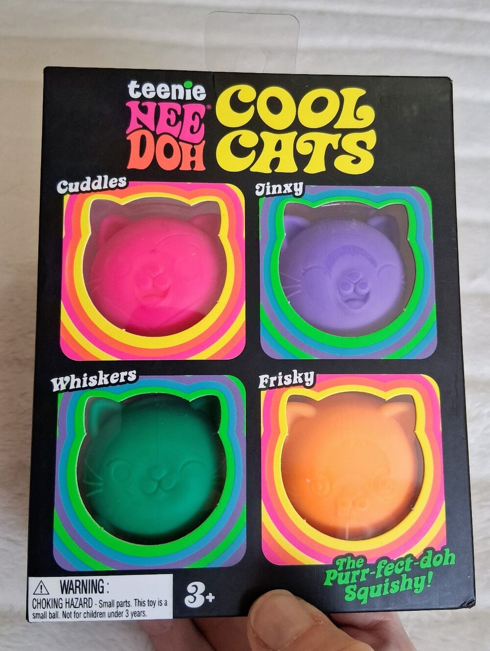 Teenie NeeDoh Cool Cats Squishy Toy Set -Pink, Purple, Teal, Orange